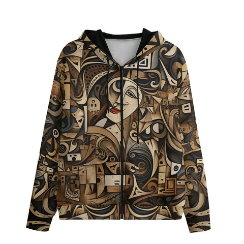 Men's Zip Up Hoodie Shapes and Symbols Cubim Style