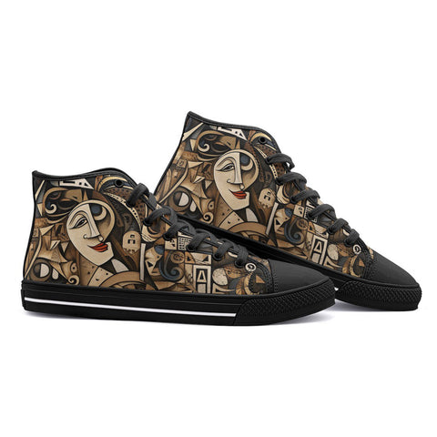 High-Top Canvas Shoes Shapes and Symbols Cubim Style