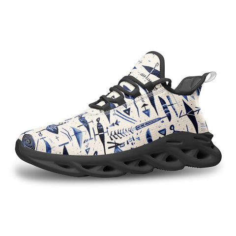 Sports Sneakers Blue Tribal Drawing