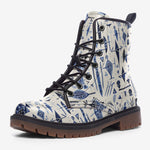 Leather Boots Blue Tribal Drawing