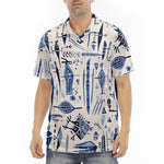 Men's Polo Shirt Blue Tribal Drawing