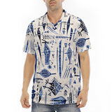 Men's Polo Shirt Blue Tribal Drawing