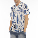 Men's Polo Shirt Blue Tribal Drawing