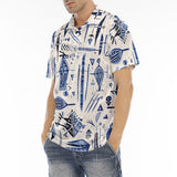 Men's Polo Shirt Blue Tribal Drawing