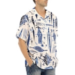 Hawaiian Shirt Blue Tribal Drawing