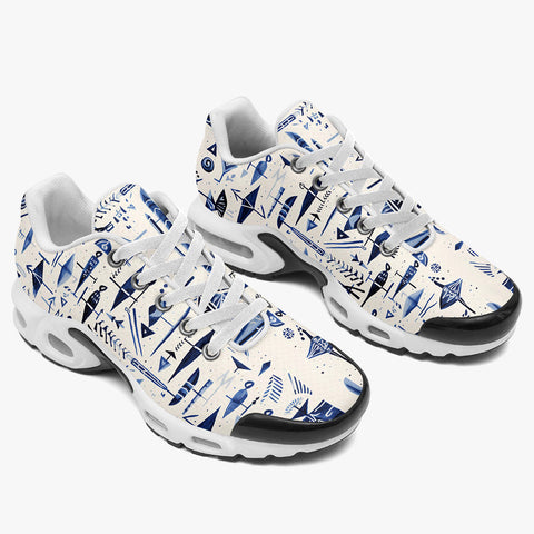 Air Cushion Sneakers Blue Tribal Drawing