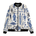 Bomber Jacket Blue Tribal Drawing