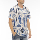 Men's Polo Shirt Blue Tribal Drawing