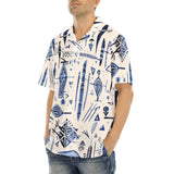 Hawaiian Shirt Blue Tribal Drawing