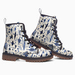 Leather Boots Blue Tribal Drawing