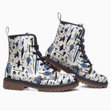 Leather Boots Blue Tribal Drawing