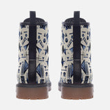 Leather Boots Blue Tribal Drawing