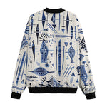 Bomber Jacket Blue Tribal Drawing