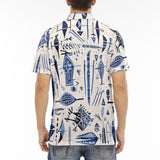 Men's Polo Shirt Blue Tribal Drawing