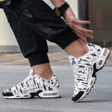 Air Cushion Sneakers Blue Tribal Drawing