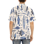 Hawaiian Shirt Blue Tribal Drawing