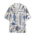 Hawaiian Shirt Blue Tribal Drawing