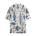 Hawaiian Shirt Blue Tribal Drawing