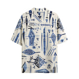 Hawaiian Shirt Blue Tribal Drawing