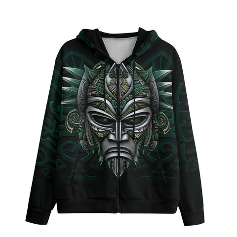 Men's Zip Up Hoodie Fantasy Tribal Mask