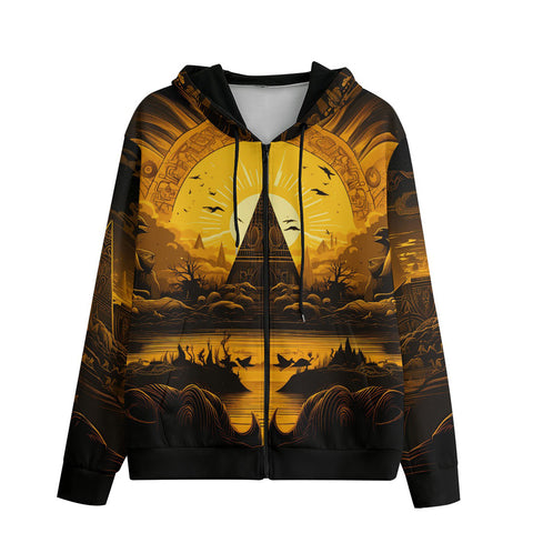 Men's Zip Up Hoodie Mystical Egyptian Drawing