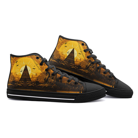 High-Top Canvas Shoes Mystical Egyptian Drawing