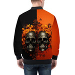 Bomber Jacket Skulls and Flowers Red and Black