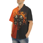 Hawaiian Shirt Skulls and Flowers Red and Black