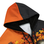 Men's Zip Up Hoodie Skulls and Flowers Red and Black