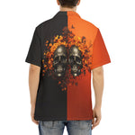 Hawaiian Shirt Skulls and Flowers Red and Black