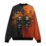 Bomber Jacket Skulls and Flowers Red and Black