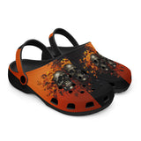 Classic Clogs Skulls and Flowers Red and Black