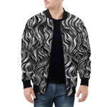 Bomber Jacket Metal Waves Print
