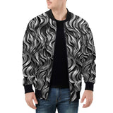 Bomber Jacket Metal Waves Print