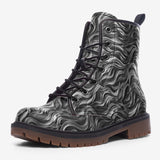 Leather Boots Metal Waves Print
