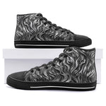High-Top Canvas Shoes Metal Waves Print