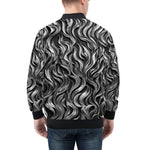 Bomber Jacket Metal Waves Print