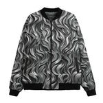Bomber Jacket Metal Waves Print