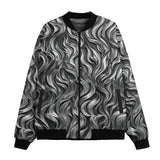 Bomber Jacket Metal Waves Print