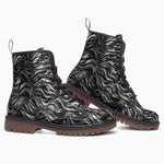 Leather Boots Metal Waves Print