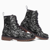 Leather Boots Metal Waves Print