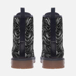 Leather Boots Metal Waves Print