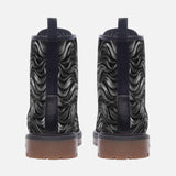 Leather Boots Metal Waves Print