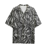 Hawaiian Shirt Metal Waves Print
