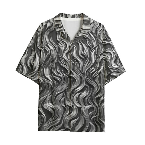 Hawaiian Shirt Metal Waves Print