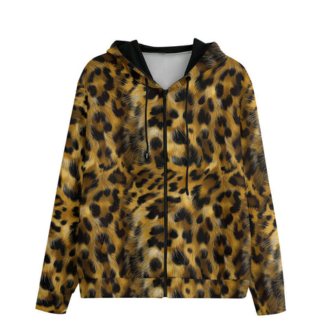 Men's Zip Up Hoodie Leopard Fur Pattern