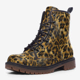 Leather Boots Leopard Fur Pattern