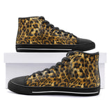 High-Top Canvas Shoes Leopard Fur Pattern