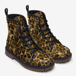 Leather Boots Leopard Fur Pattern