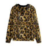 Men's Zip Up Hoodie Leopard Fur Pattern